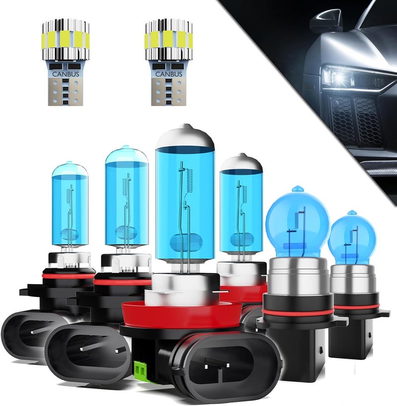 TTDBDAN Headlights+ License Plate Lights Fit For Chevy Tahoe 2016-2020 Light Bulbs,9005/HB3/H10 High Beams+ H11/H8/H9 Low Beams+ PSX26W Fog Lights+ License Plate Lights Combo,Pack of 8 - Image 1